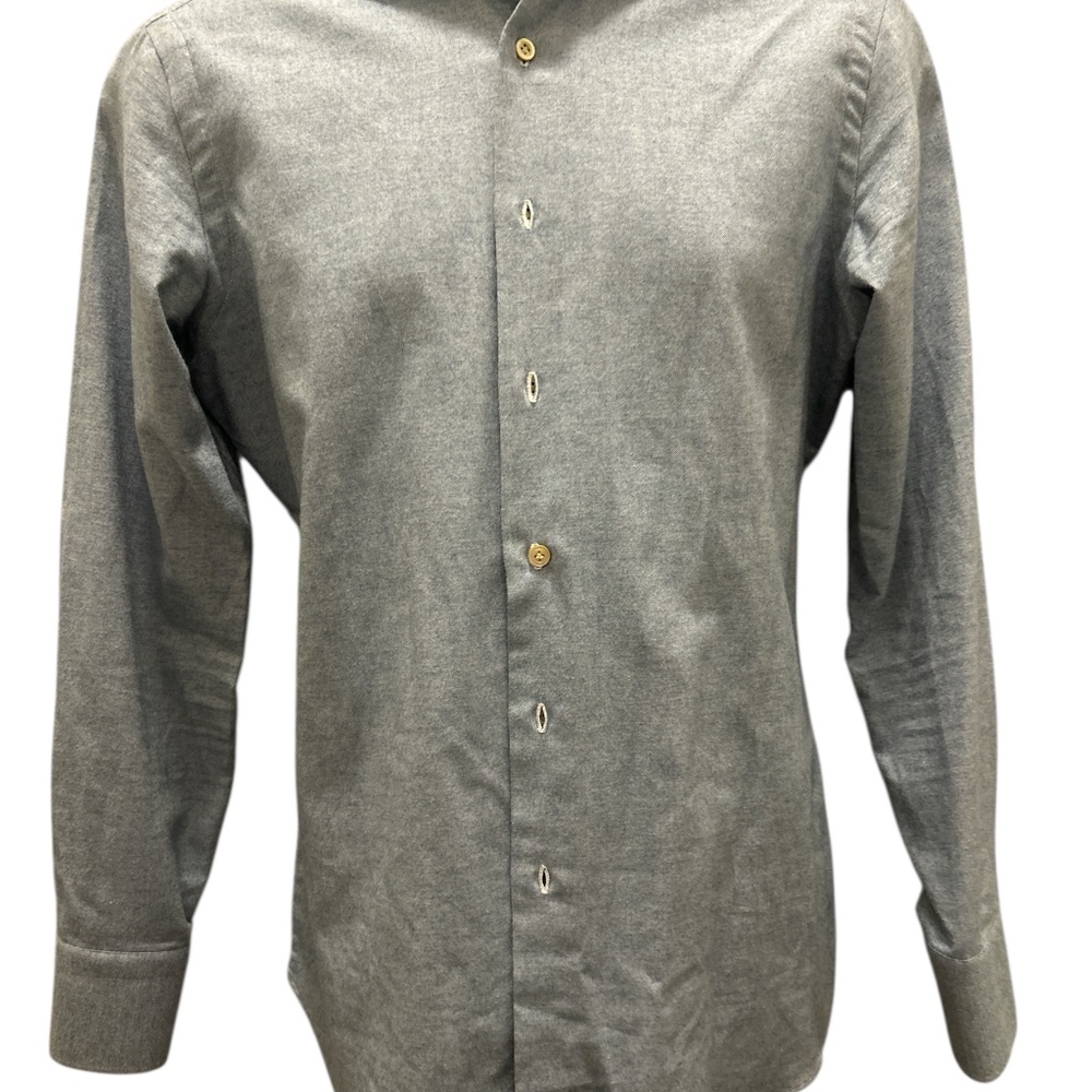 HADLEIGHS MADE Men's light Blue Button-Up Shirt 15.5/39 Jersey Cotton Very soft